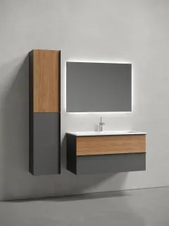 Подвесная тумба под раковину Sancos Delta DL100GR 100см дуб красный/графит